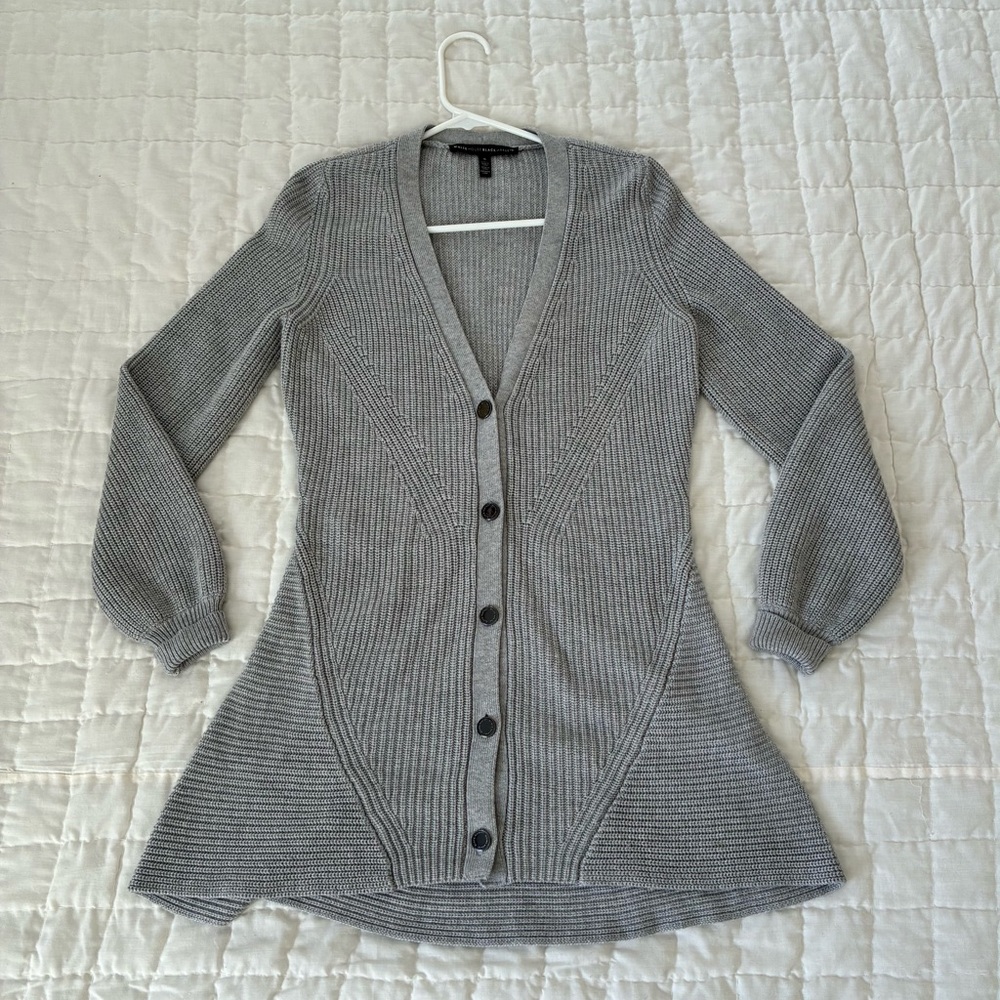 White House Black Market Charcoal Button-Up Cardigan